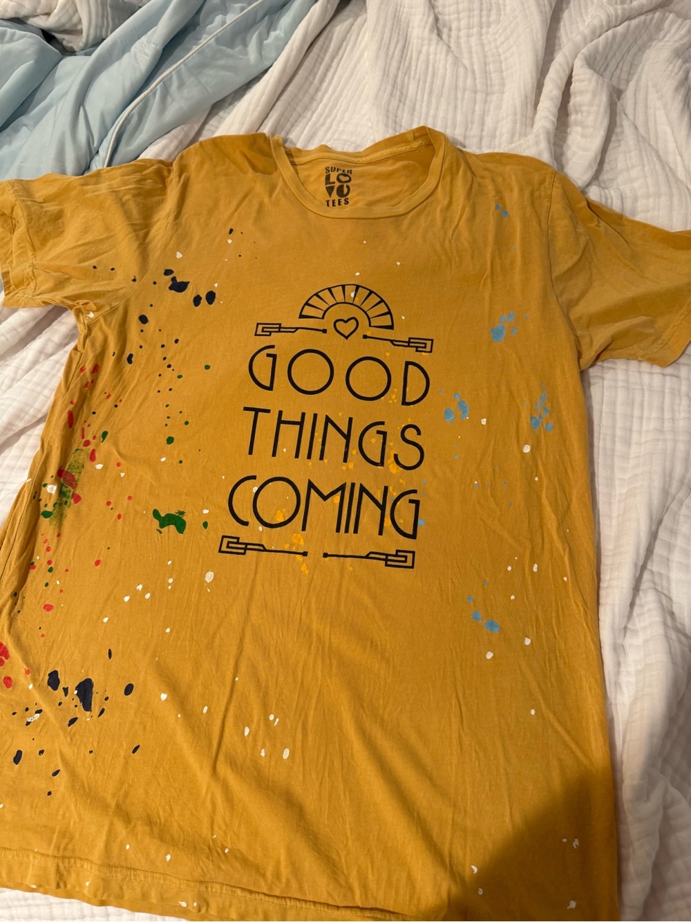 Good Things Coming Graphic Tee - Mustard Yellow.  SuperLoveTees